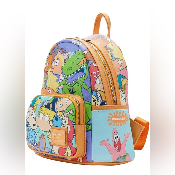 ? Loungefly Nickelodeon 90s Colorful Cartoon Unisex Vegan Leather Mini Backpack main image 10